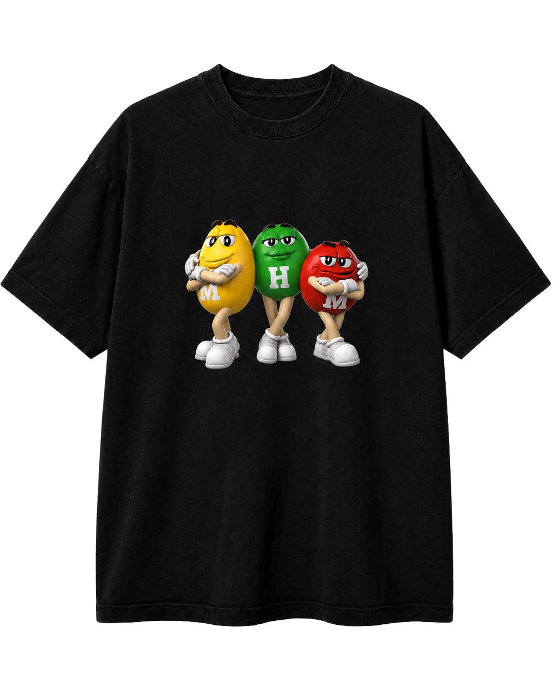 Черная футболка с принтом M&M's